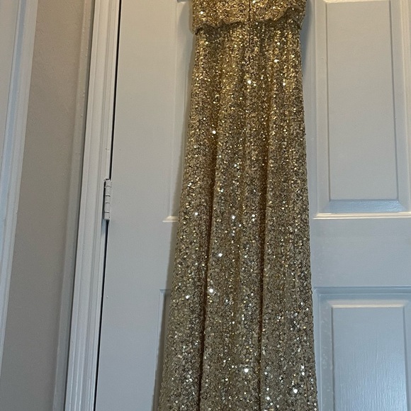B.Darlin Metallic Gold Sequin Gown Size 5/6 - Picture 10 of 12